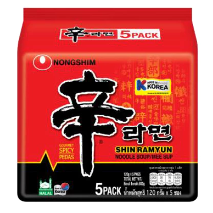 Nongshim Shin Ramyun   5 packs x 120g    Assorted Flavour Korea   China
