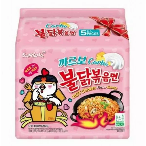 Samyang Carbonara Buldak  Chicken 130g x 5 Packs Halal Korean Ramen Made in Korea