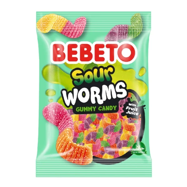 Bebeto Sour Worms Gummies  2 Bag